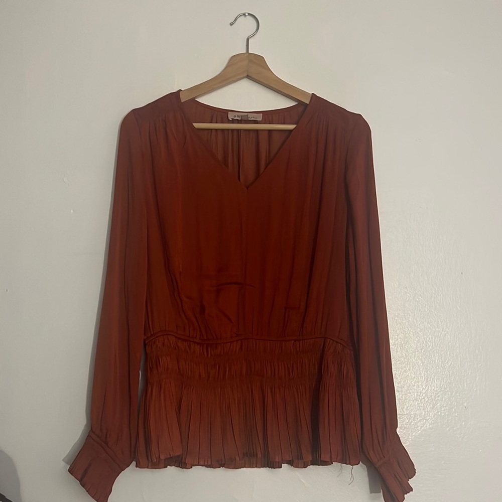 Philosophy Terracotta ruffled blouse